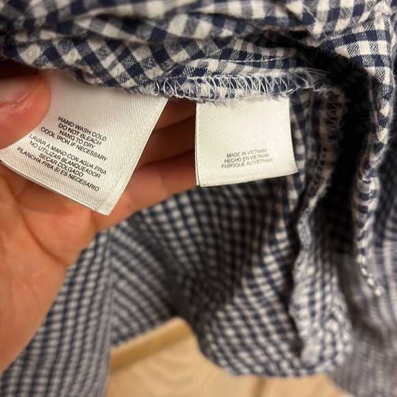 Anne Klein Gingham Plaid Blue Shirt - Picture 4 of 7